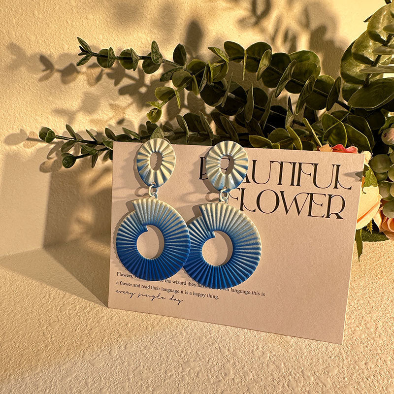 Wholesale Gradient Color Geometric Round Earrings